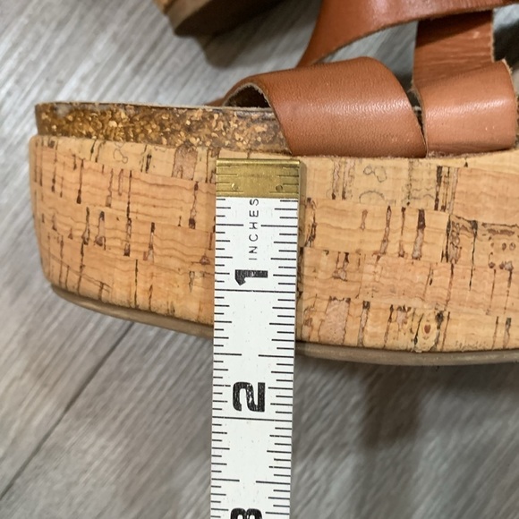 Pilcro & the Letterpress Anthropologie Brown Leather Strappie Wedge Sandals - Picture 7 of 10